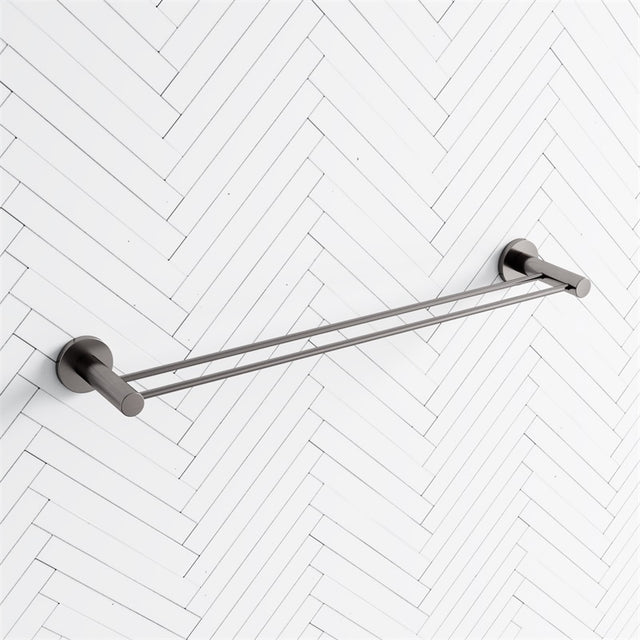 M#1(Gunmetal Grey) Norico Round Brushed Gunmetal Grey Double Towel Rack Rail Rails