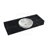 150mm Gloss Black Swan Stone Top Quartz with Round Semi-Recessed Basin