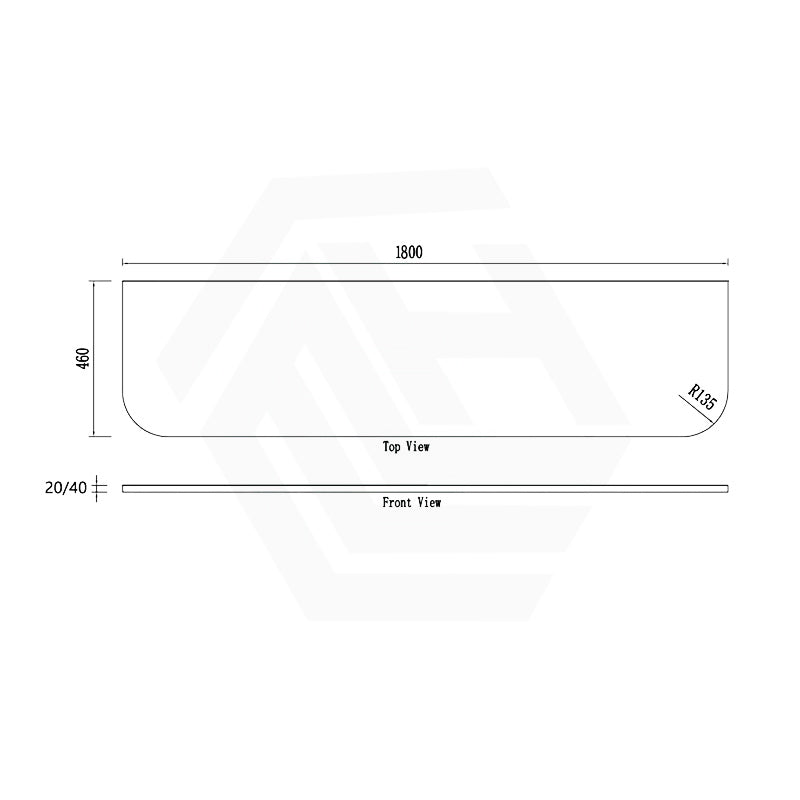 20mm Curved Edge Stone Top for Above Counter Basin 600-1800mm