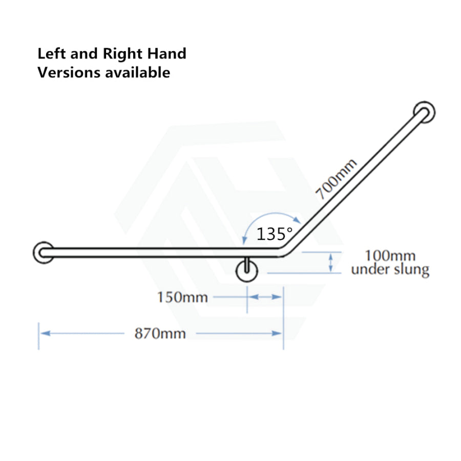 Assist Grab Rail 870*700mm Left Hand Bar Angle Ambulant Accessories Special Needs Stainless Steel