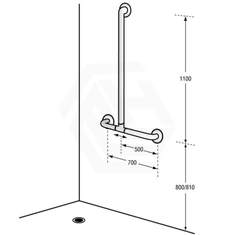 Assist Shower Grab Rail 660X1100Mm Ambulant Accessories Special Needs Stainless Steel 304 Care