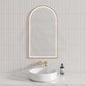 Aulic Canterbury 503X903Mm Brushed Nickel Framed Touchless Arch Backlit Led Mirror Mirrors