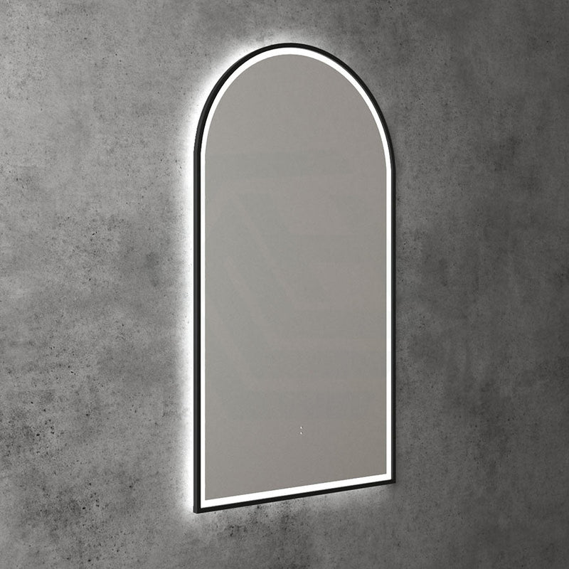 Aulic Canterbury 503X903Mm Matte Black Framed Touchless Arch Backlit Led Mirror Mirrors