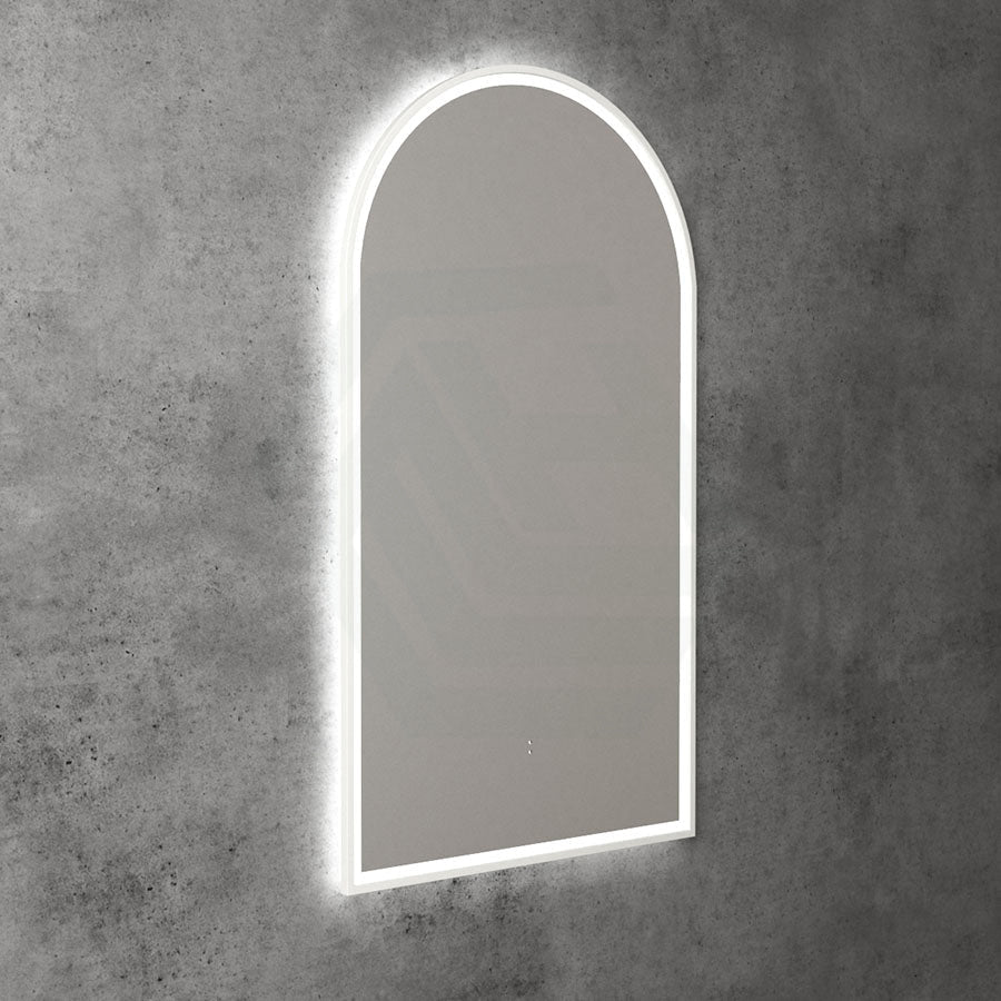 Aulic Canterbury 503X903Mm Matte White Framed Touchless Arch Backlit Led Mirror Mirrors