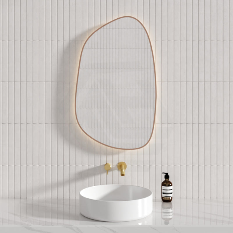 Aulic Tarcoola 553X903Mm Brushed Bronze Framed Touchless Backlit Led Mirror Special Shape Mirrors