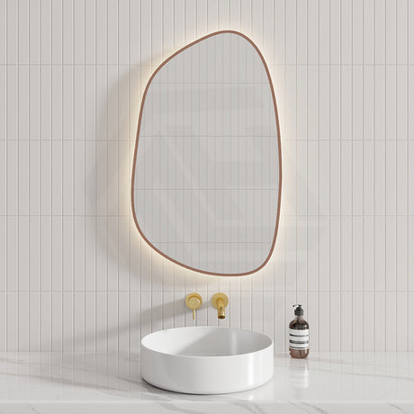 Aulic Tarcoola 553X903Mm Brushed Bronze Framed Touchless Backlit Led Mirror Special Shape Mirrors