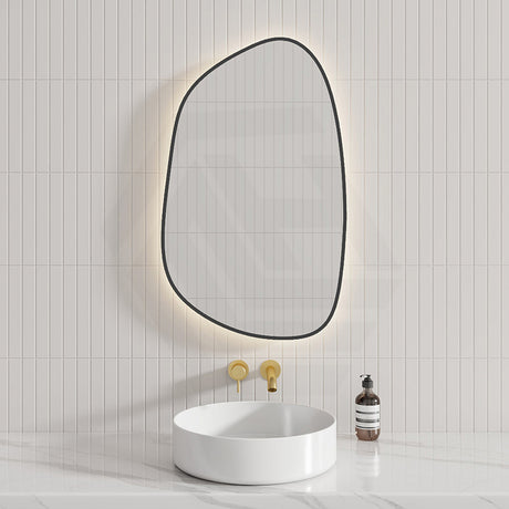 Aulic Tarcoola 553X903Mm Matt Black Framed Touchless Backlit Led Mirror Special Shape Mirrors