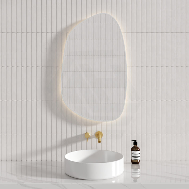 Aulic Tarcoola 553X903Mm Matt White Framed Touchless Backlit Led Mirror Special Shape Mirrors