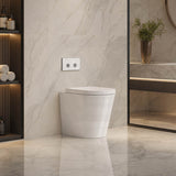 Azzurra WELS 6 Star Dual Flush Wall Faced Cal Pedestal Pan with Inwall Cistern & Push Button with Drainwave P-Trap Only 520x360x390mm - Gloss White