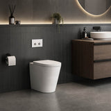 Azzurra WELS 6 Star Dual Flush Wall Faced Cal Pedestal Pan with Inwall Cistern & Push Button with Drainwave P-Trap Only 520x360x390mm - Gloss White