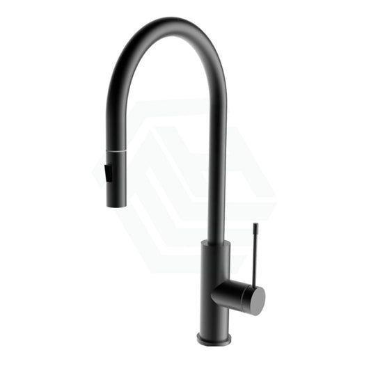 Aziz-Ii Matt Black Dr Brass Round Mixer Tap With 360° Swivel And Pull Out Extended Nozzle For