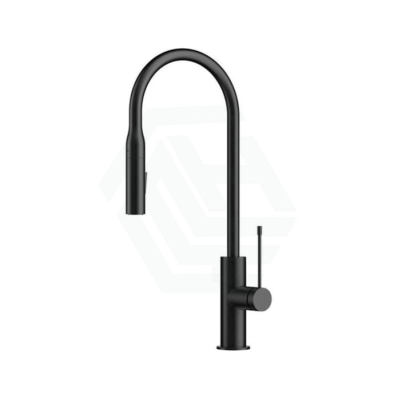 Aziz Matt Black Brass Round Mixer Tap With 360 Swivel And Pull Out Extended Nozzle For Kitchen Sink