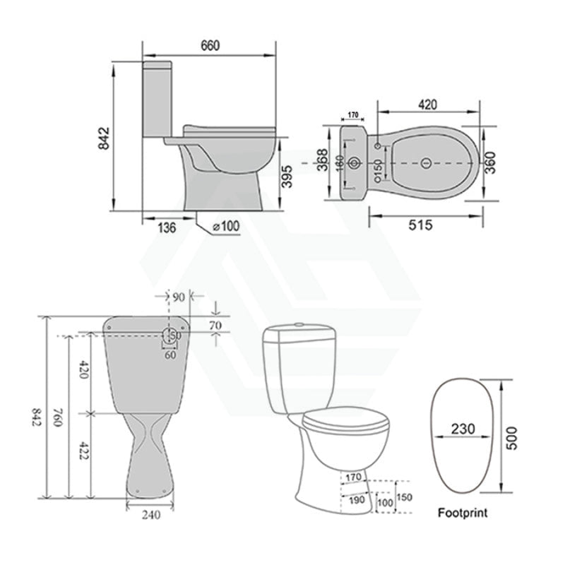 Azzurra Wels 6 Star Dual Flush 3/2L Close - Coupled Neo Toilet Suite With Drainwave Suites
