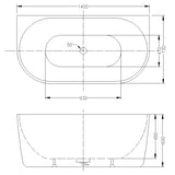 1400/1490/1600/1690mm Hanabi Bathtub Back To Wall Gloss White No Overflow 1400mm Bathtubs