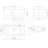 1300/1400/1485/1680Mm Nerida Bathtub Right Corner Acrylic Gloss White No Overflow 1500Mm Bathtubs