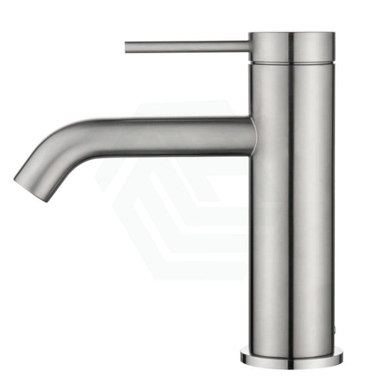 Bella Vista Mica Brushed Nickel Short Basin Mixer Tap Round Stainless Steel For Bathroom Mixers