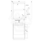 500/700/800mm Lamex Rectangle Black Framed LED Frontlit Mirror Vertical/Horizontal