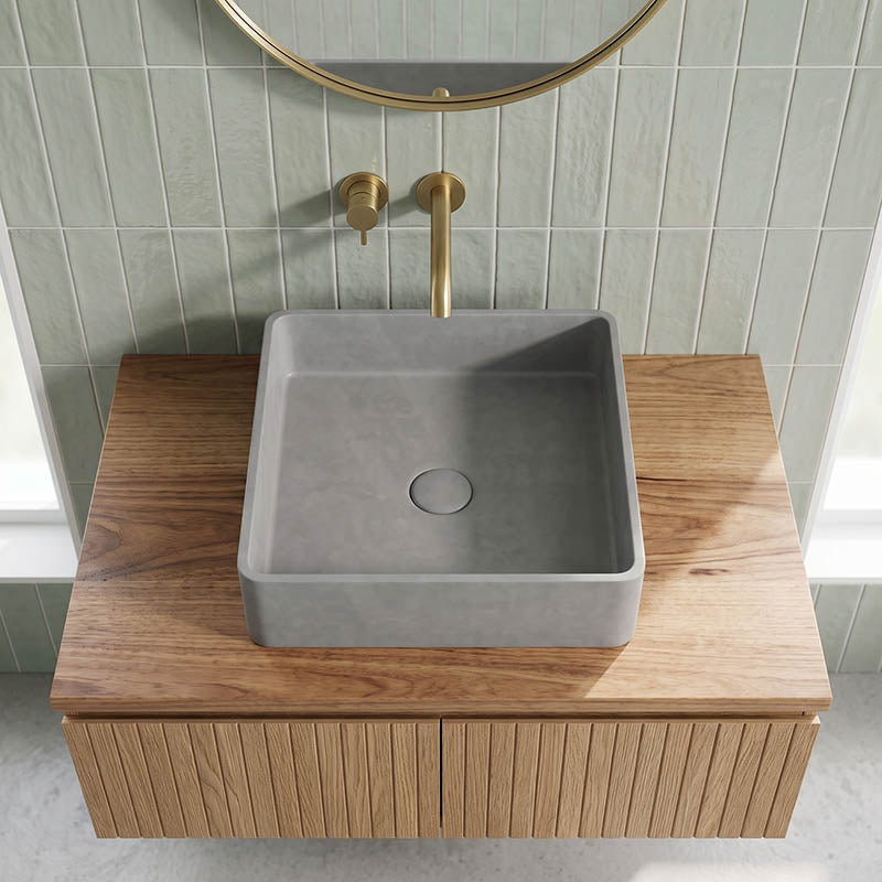 Square Above Counter Concrete Basin Pop Up Waste Included 390x390x120mm - Various Colour