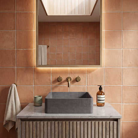 Square Above Counter Concrete Basin Pop Up Waste Included 390x390x120mm - Various Colour