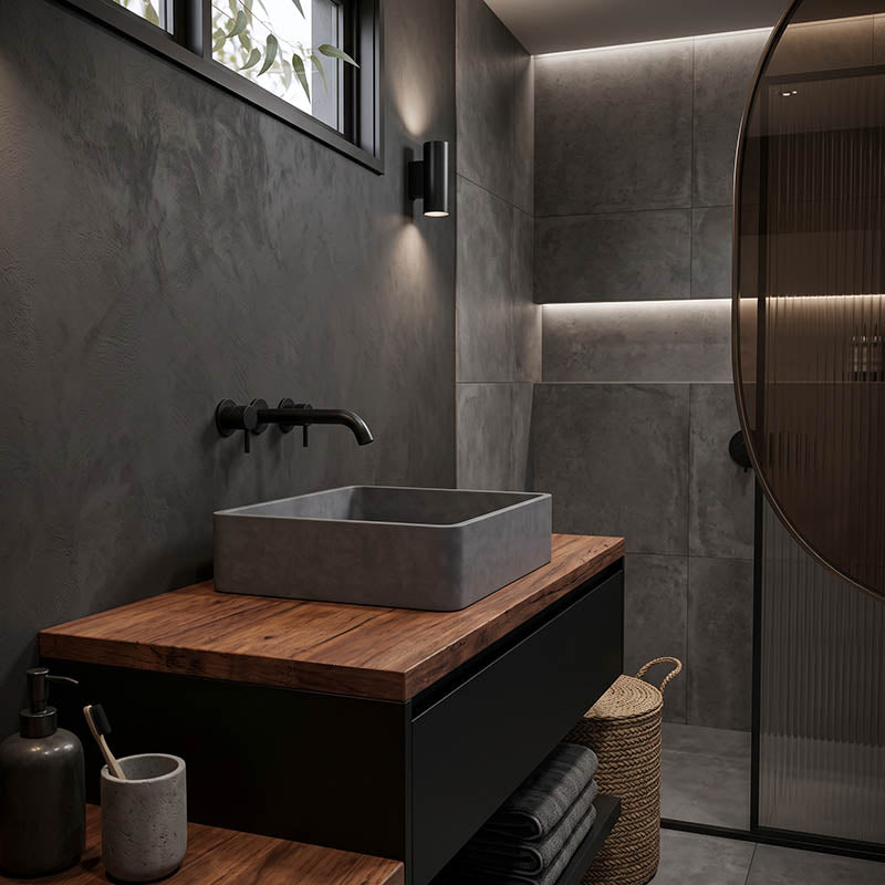 Square Above Counter Concrete Basin Pop Up Waste Included 390x390x120mm - Various Colour