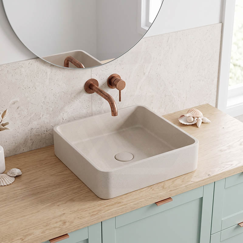 Square Above Counter Concrete Basin Pop Up Waste Included 390x390x120mm - Various Colour