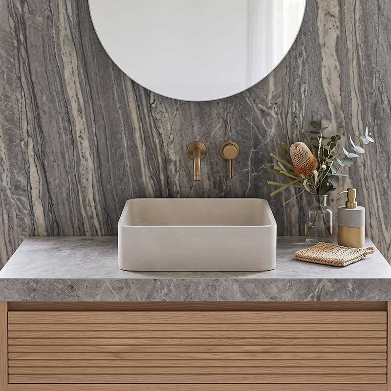 Square Above Counter Concrete Basin Pop Up Waste Included 390x390x120mm - Various Colour
