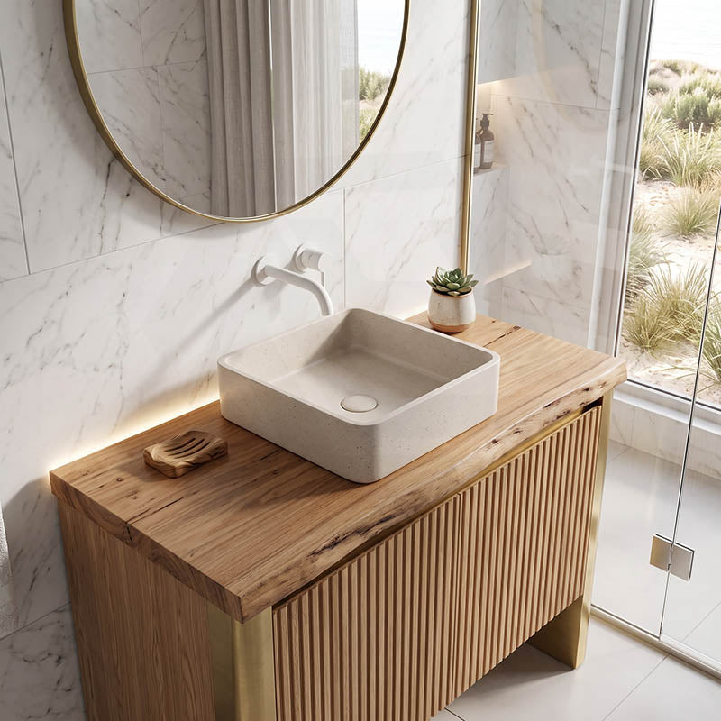 Square Above Counter Concrete Basin Pop Up Waste Included 390x390x120mm - Various Colour
