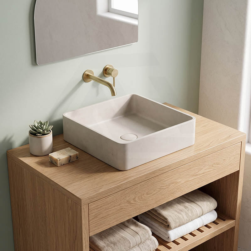 Square Above Counter Concrete Basin Pop Up Waste Included 390x390x120mm - Various Colour