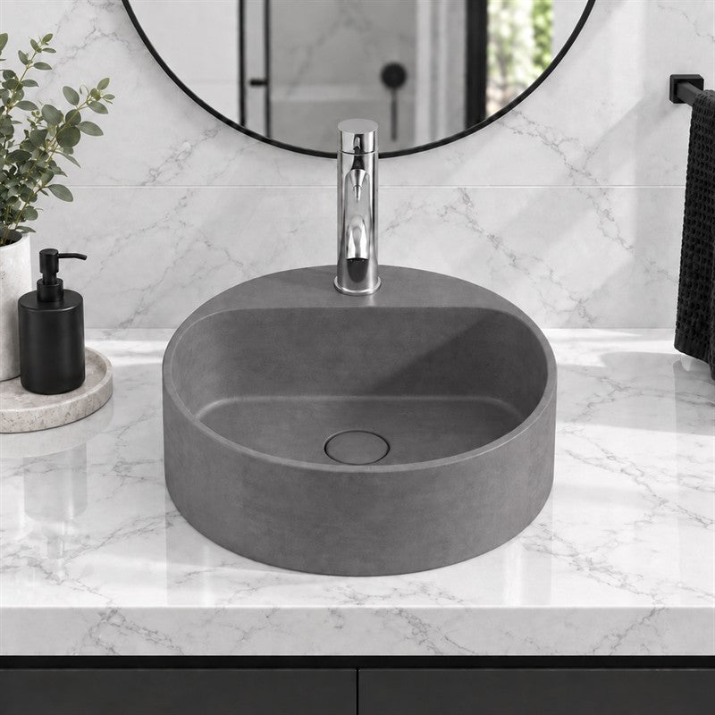 400x400x140mm Round Above Counter Concrete Basin Pop Up Waste Included In Various Colour