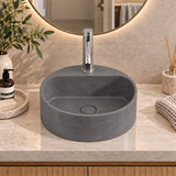 400x400x140mm Round Above Counter Concrete Basin Pop Up Waste Included In Various Colour