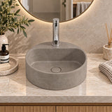 400x400x140mm Round Above Counter Concrete Basin Pop Up Waste Included In Various Colour