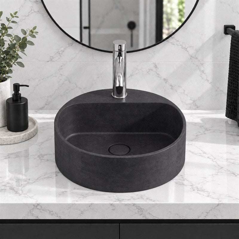400x400x140mm Round Above Counter Concrete Basin Pop Up Waste Included In Various Colour