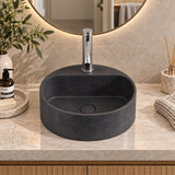 400x400x140mm Round Above Counter Concrete Basin Pop Up Waste Included In Various Colour