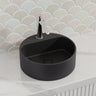 400X400X140Mm Round Above Counter Concrete Basin Black Sandstone Pop Up Waste Included Basins
