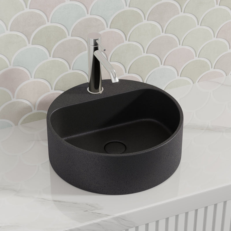 BK-Burano-SGB Black Sandstone Concrete Basin