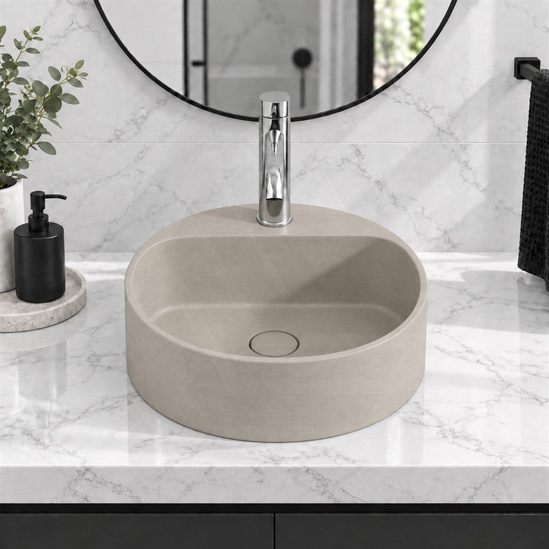 400x400x140mm Round Above Counter Concrete Basin Pop Up Waste Included In Various Colour