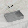 506X326X100Mm Rectangle Above Counter Concrete Basin Grey Mist Pop Up Waste Included Basins