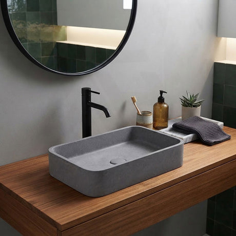 Rectangle Above Counter Concrete Basin Pop Up Waste Included 506x326x100mm - In Various Colour