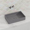 506X326X100Mm Rectangle Above Counter Concrete Basin French Grey Pop Up Waste Included Basins