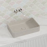 506X326X100Mm Rectangle Above Counter Concrete Basin White Sandstone Pop Up Waste Included Basins