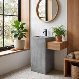 Freestanding Concrete Basin Floor Mounted With Tap Hole 400x460x850mm - Concrete Grey