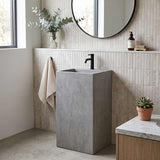 Freestanding Concrete Basin Floor Mounted With Tap Hole 400x460x850mm - Concrete Grey