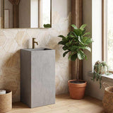 Freestanding Concrete Basin Floor Mounted With Tap Hole 400x460x850mm - Concrete Grey