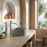 Round Above Counter Concrete Basin Pop Up Waste Included 390x390x120mm - Various Colour
