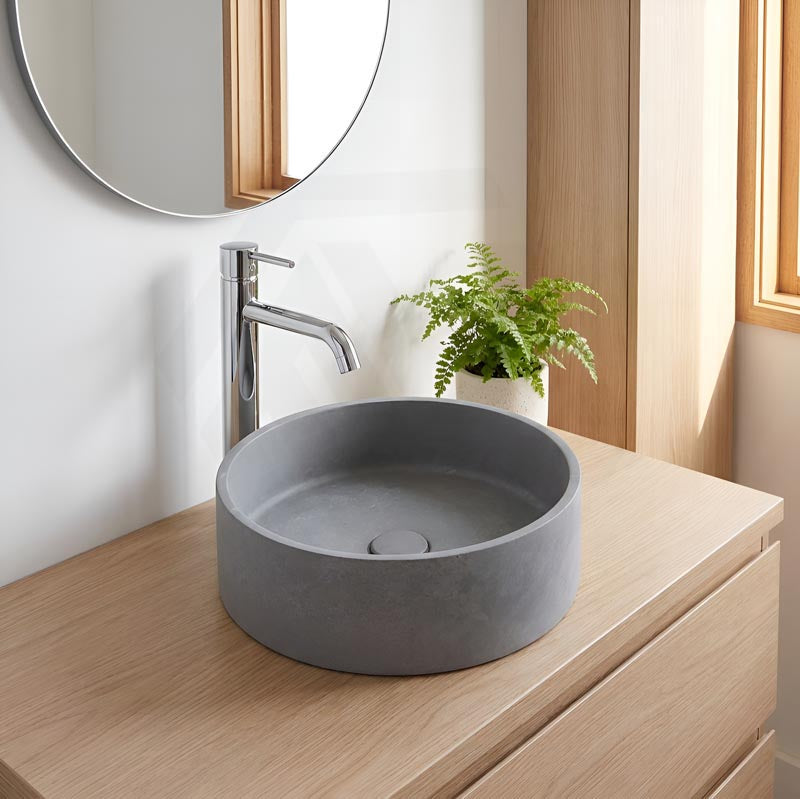 Round Above Counter Concrete Basin Pop Up Waste Included 390x390x120mm - Various Colour