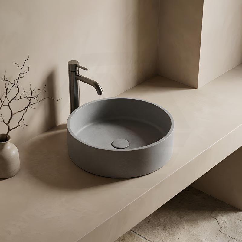 Round Above Counter Concrete Basin Pop Up Waste Included 390x390x120mm - Various Colour