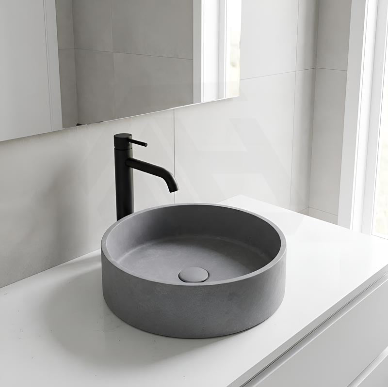 Round Above Counter Concrete Basin Pop Up Waste Included 390x390x120mm - Various Colour