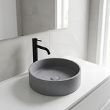 Round Above Counter Concrete Basin Pop Up Waste Included 390x390x120mm - Various Colour