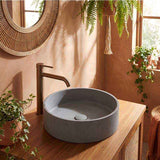 Round Above Counter Concrete Basin Pop Up Waste Included 390x390x120mm - Various Colour