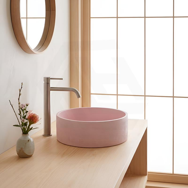 Round Above Counter Concrete Basin Pop Up Waste Included 390x390x120mm - Various Colour